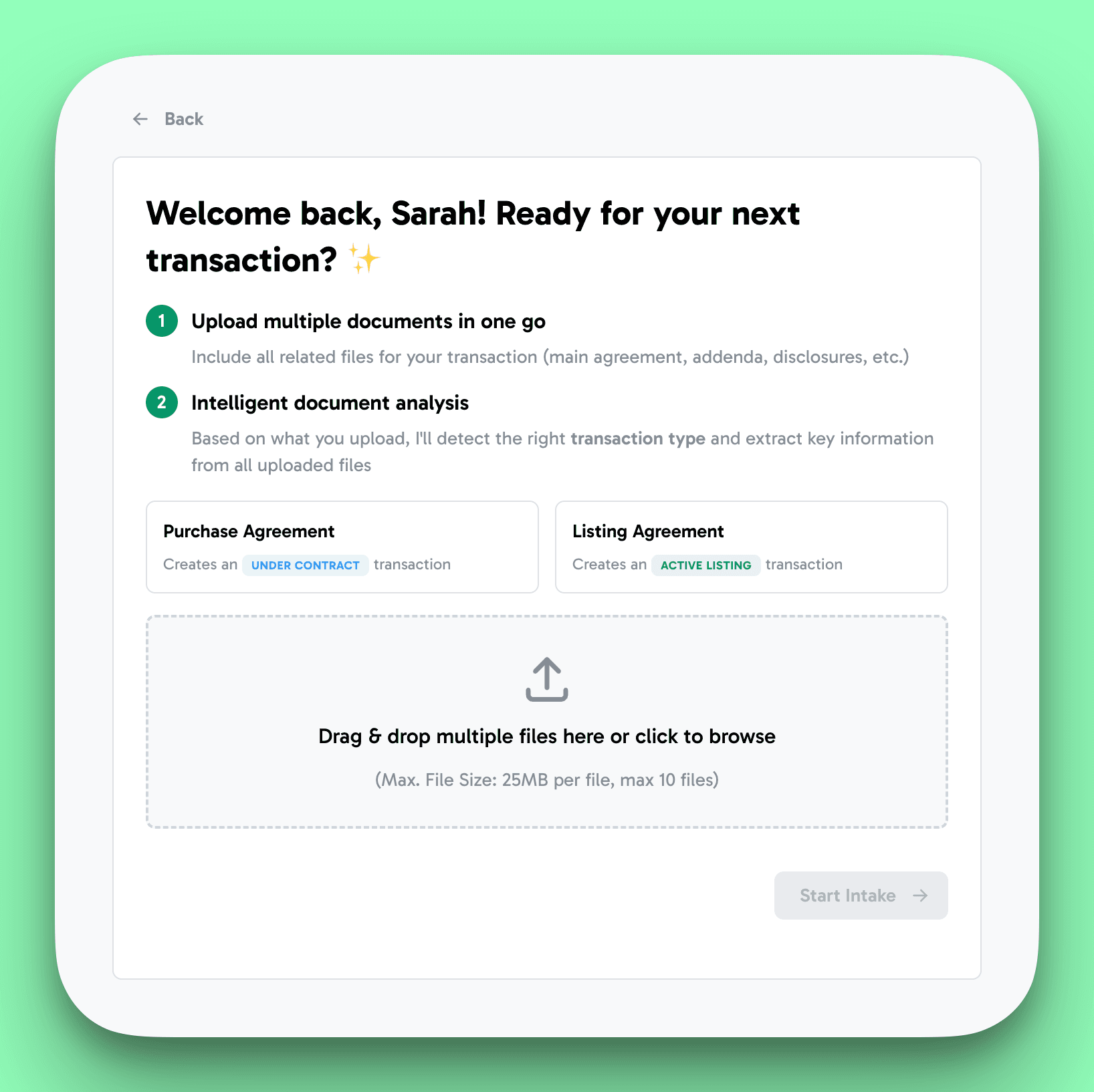 Upload contracts to Ava — drag and drop any state's purchase agreement