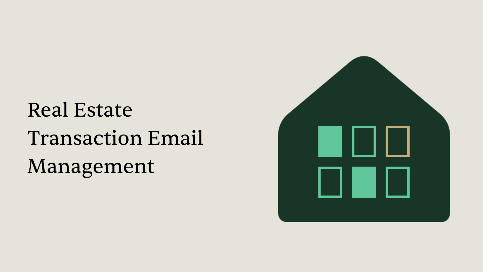 Illustration of a messy pile of email envelopes being sorted into neat, organized house-shaped deal folders, each marked with a checkmark