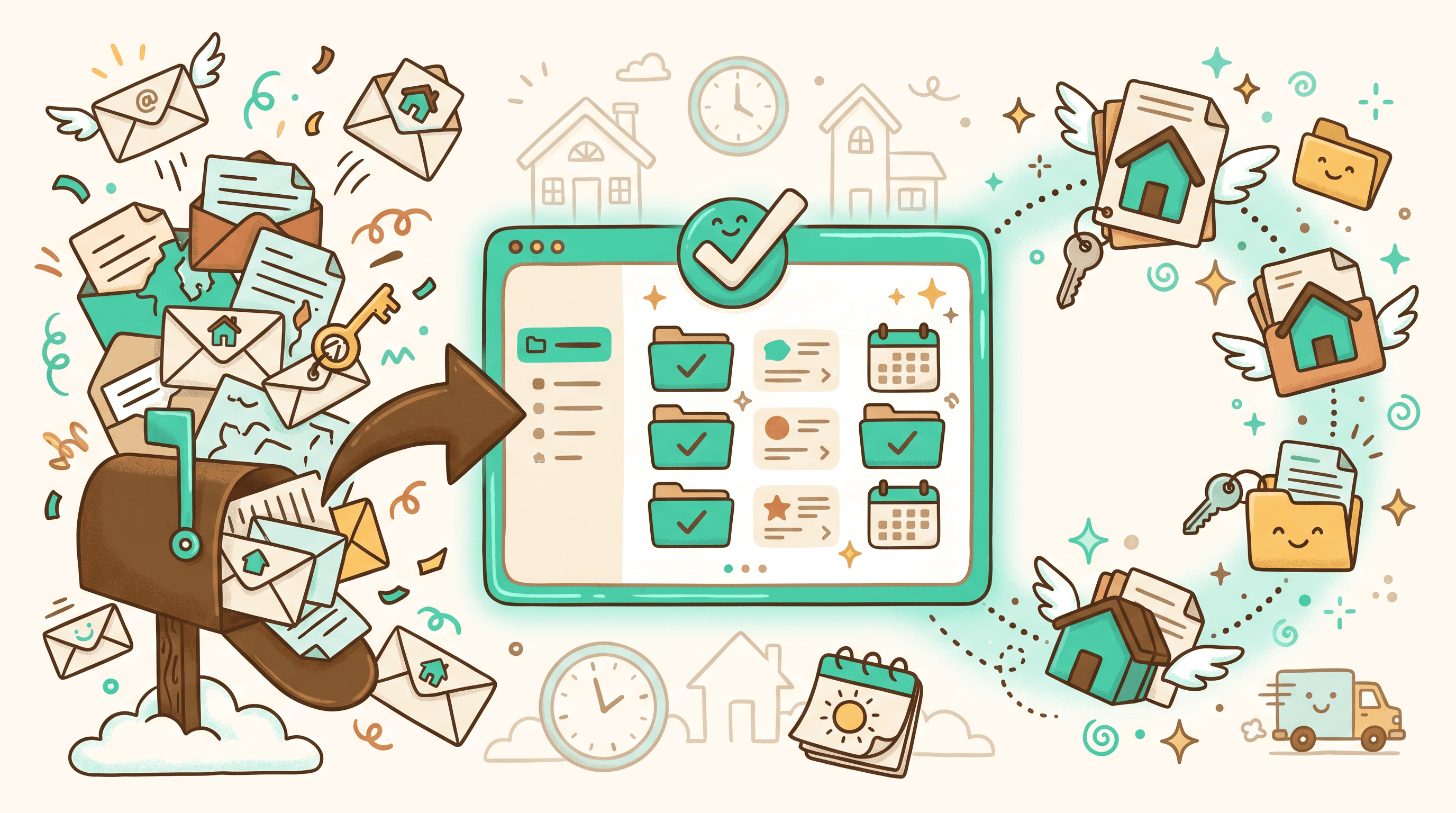 Real estate transaction email management: organized deal inbox replacing chaotic email pile