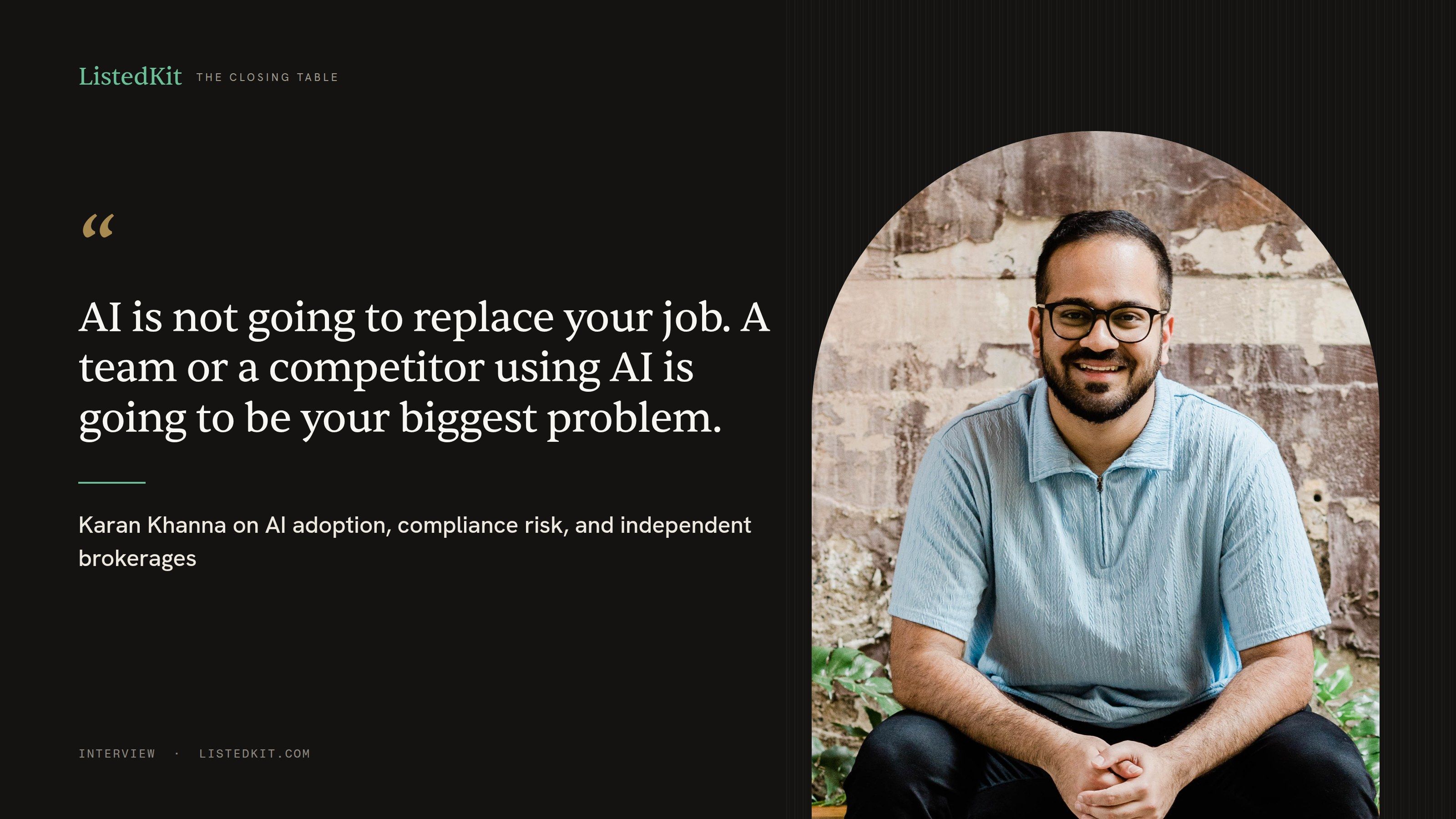 Image of the founder next to his quote, "AI is not going to replace your job. A team or a competitor using AI is going to be your biggest problem."
